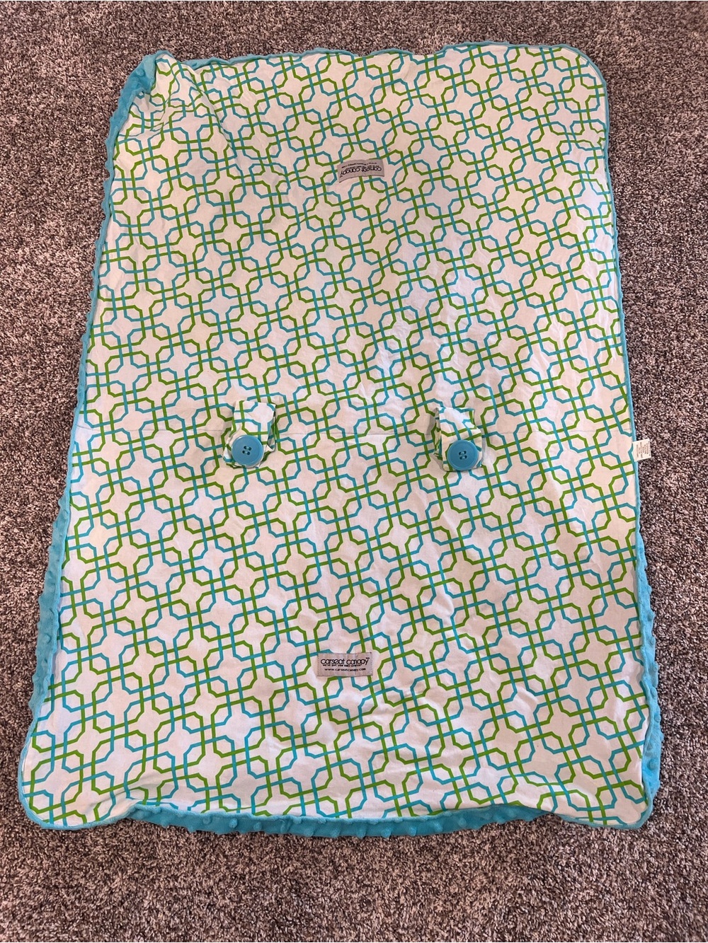 Aqua & Lime Geometric Baby car seat canopy